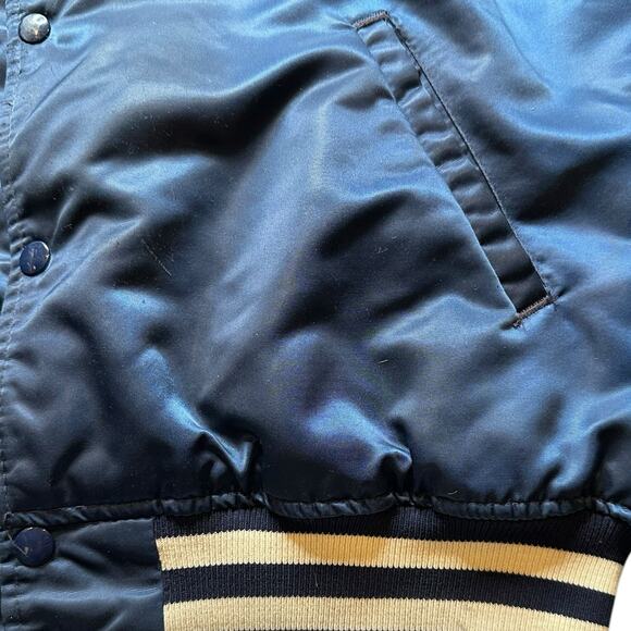 VINTAGE 80s New York Yankees STARTER Satin Jacket XL Button Bomber USA Made - Picture 3 of 16